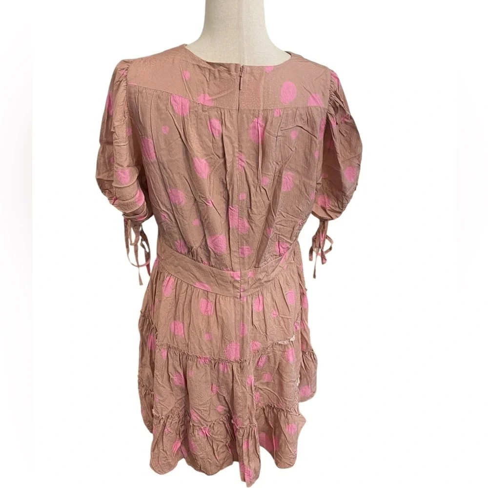 Ted Baker London Stefina Pastel Brown/Pink Polka Dot Tiered Mini Dres